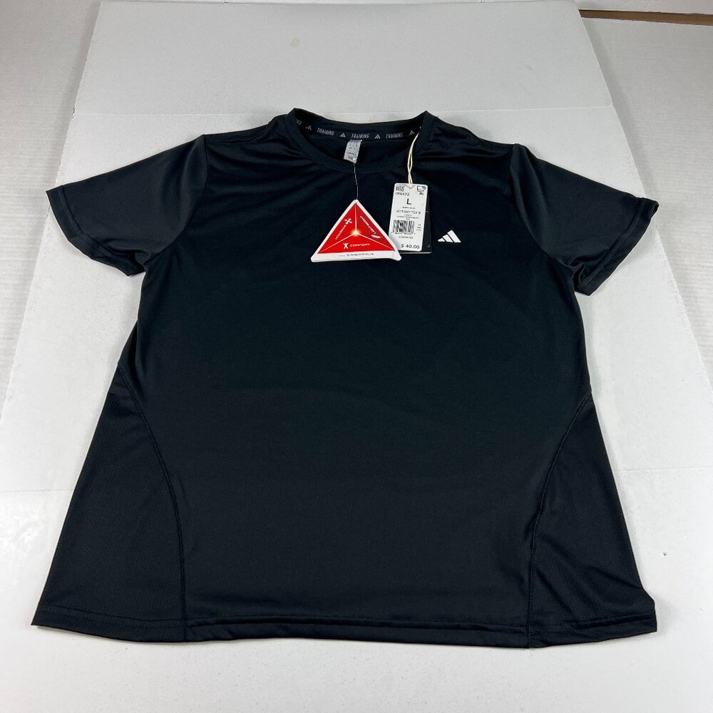 Adidas Areoready Shirt Women's Large Black Short Sleeve Athletic Stretch Tee